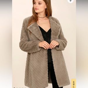 BB Dakota Winsford Taupe Faux Fur Coat